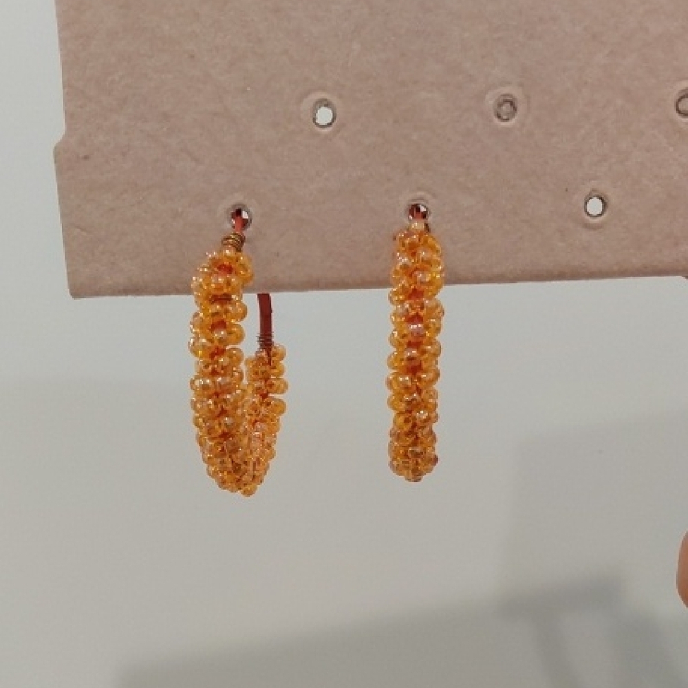 Elegant Beaded Hoop Earrings - Picture 4 of 4